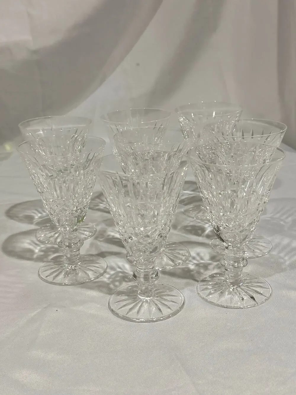 Set of 8 Waterford Crystal Colleen Wine Goblets Etched Signed Cut Crystal